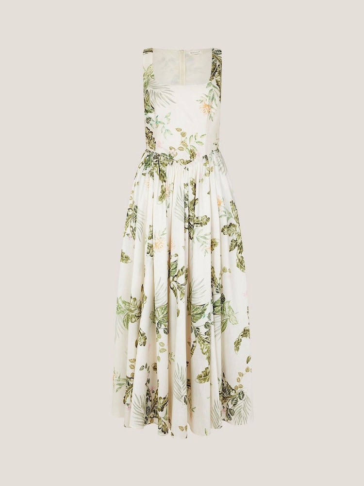 Monsoon Cream Sicily Fit and Flare Midi Dress - Image 1 of 1 Monsoon Cream Sicily Fit and Flare Midi Dress - Image 1 of 1