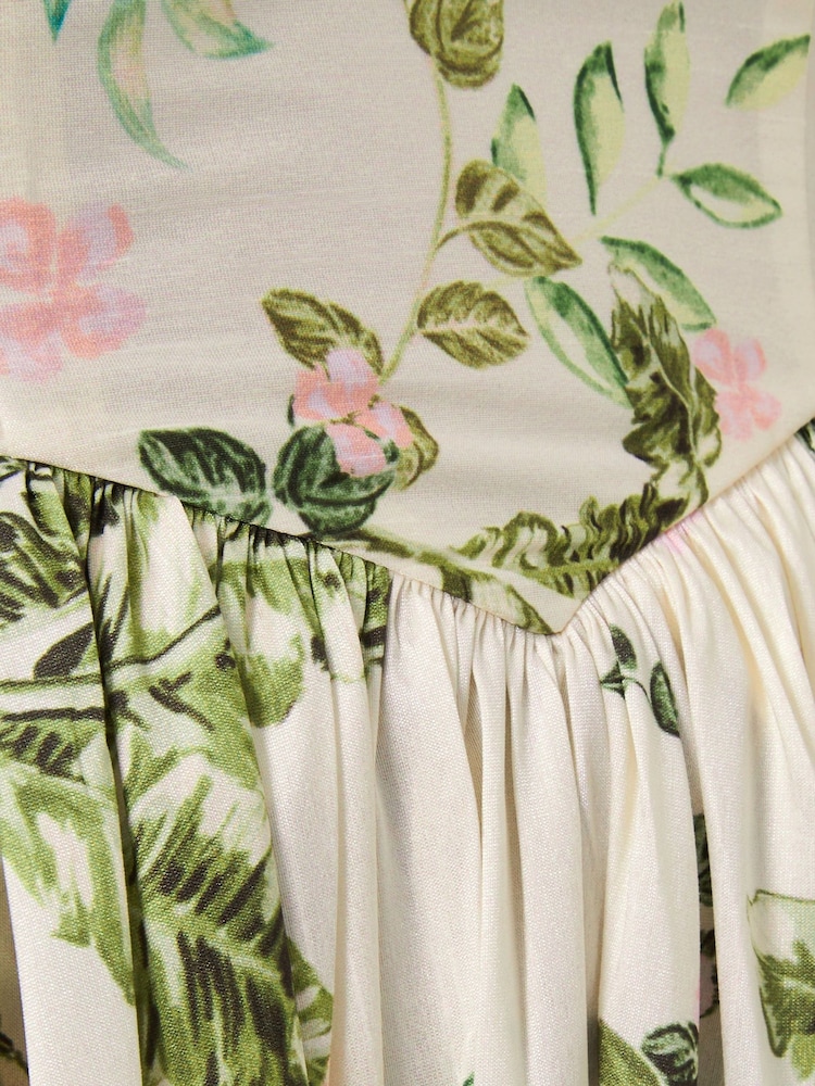 Monsoon Cream Sicily Fit and Flare Midi Dress - Image 5 of 5