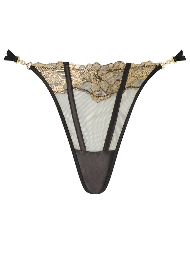 Ann Summers Black/Gold Caged Lily String Knickers - Imagen 6 de 6 Ann Summers Black/Gold Caged Lily String Knickers - Imagen 6 de 6