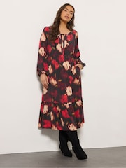Evans Blurred Floral Black Dress - صورة 2 من 5