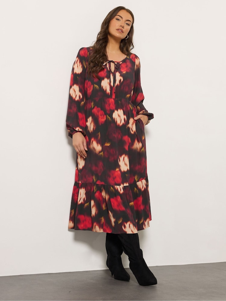Evans Blurred Floral Black Dress - صورة 2 من 5