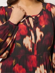 Evans Blurred Floral Black Dress - صورة 4 من 5