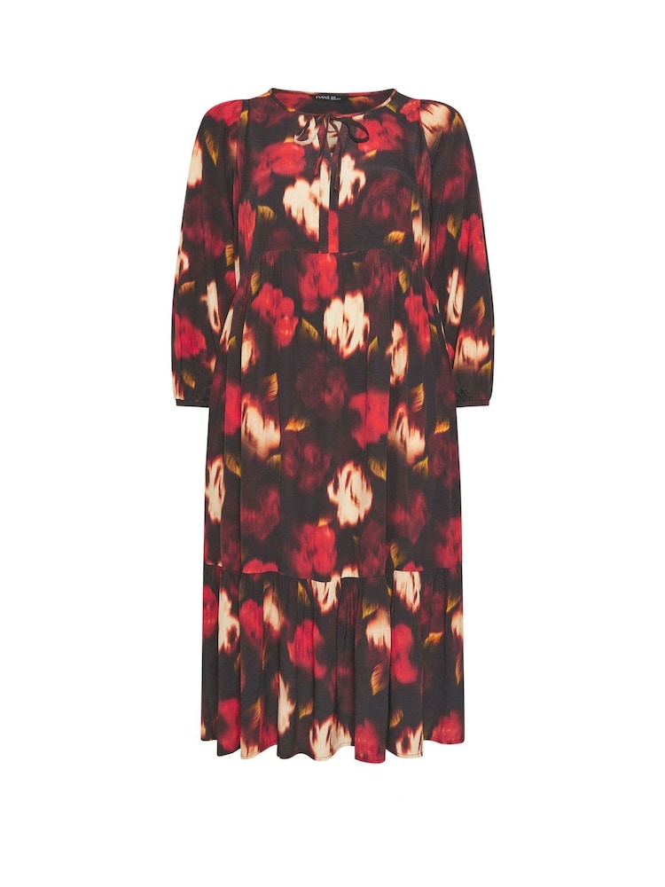 Evans Blurred Floral Black Dress - صورة 5 من 5
