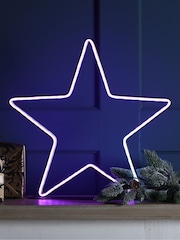 Festive White 40cm Neon Flex Rgb Star On Stand Decoration Star - Image 3 of 4