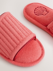 Peach Pink Towelling Slider Slippers - Image 8 of 9