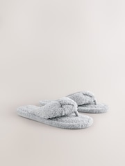 Серый - Тапочки с ремешком между пальцами из букле - Изображение 4 8