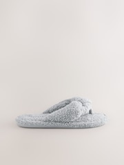 Серый - Тапочки с ремешком между пальцами из букле - Изображение 5 8