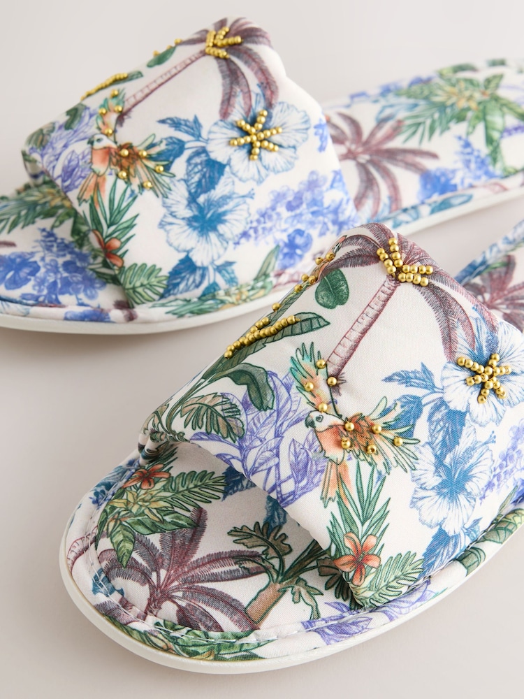 Tropical Embroided Slider Slippers - Image 8 of 8