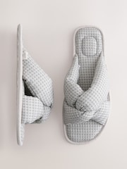 رمادي - Waffle Knit Slider Slippers - صورة 1 من 5