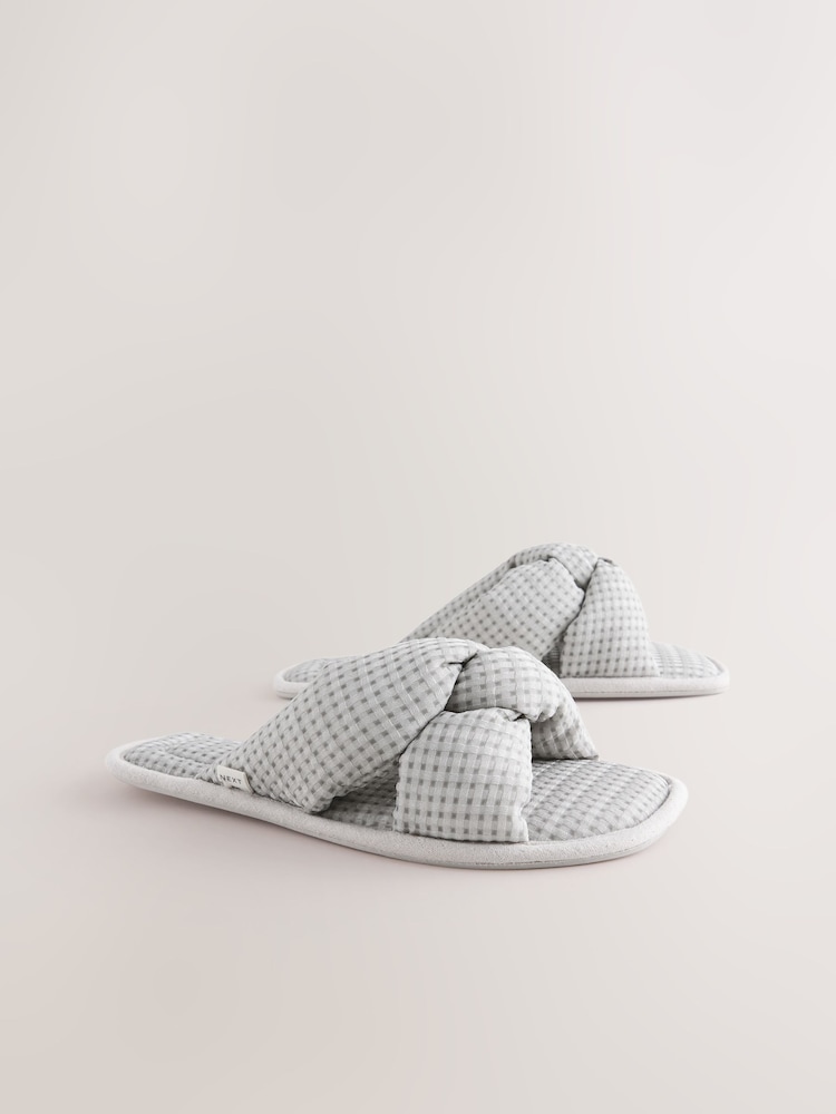 رمادي - Waffle Knit Slider Slippers - صورة 2 من 5