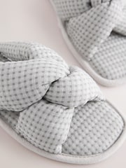 رمادي - Waffle Knit Slider Slippers - صورة 4 من 5