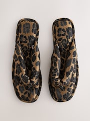 Leopard Padded Toe Thong Slippers - Image 1 of 8