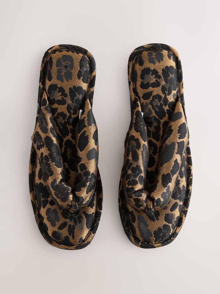 Leopard Padded Toe Thong Slippers - Image 1 of 8