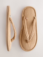 Tan Brown Plait Toe Thong Slippers - Image 1 of 7