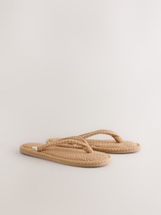 Tan Brown Plait Toe Thong Slippers - Image 4 of 7