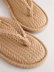 Tan Brown Plait Toe Thong Slippers - Image 7 of 7