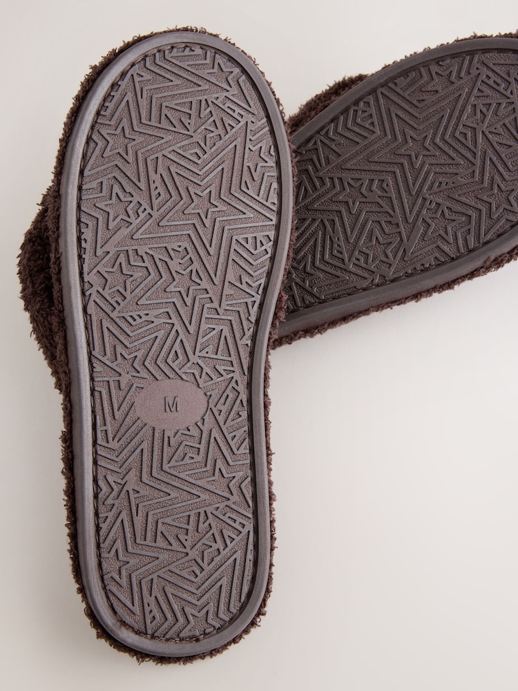 Chocolate Brown Boucle Toe Thong Slippers - Image 6 of 6