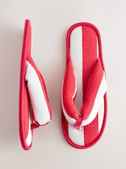 Red and White Toe Thong Slippers - Image 1 of 5