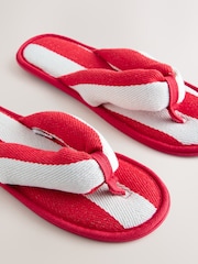 Red and White Toe Thong Slippers - Image 4 of 5