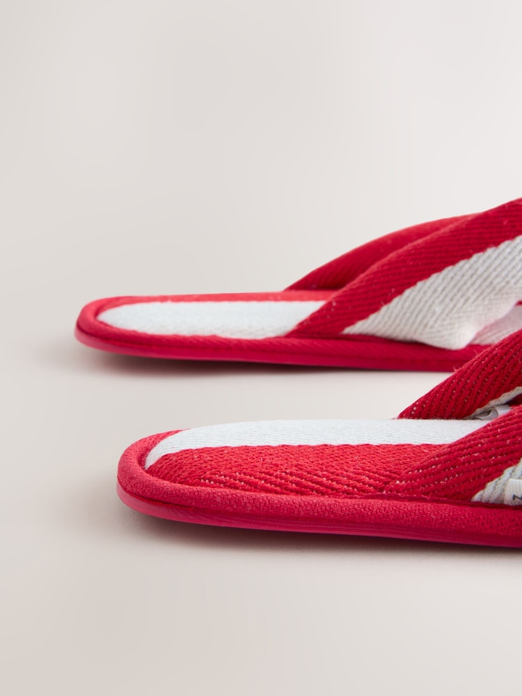 Red and White Toe Thong Slippers - Image 5 of 5