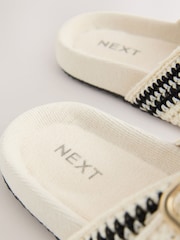 Ecru and Black Buckle Crochet Slider Slippers - Image 9 of 9