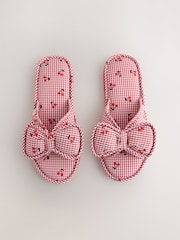 Black/White Gingham Bow Slide Slippers - Image 4 of 8