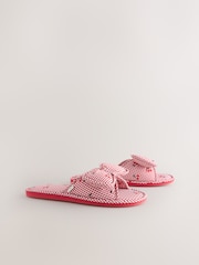 Black/White Gingham Bow Slide Slippers - Image 5 of 8