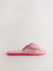 Black/White Gingham Bow Slide Slippers - Image 6 of 8