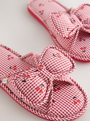 Black/White Gingham Bow Slide Slippers - Image 8 of 8