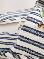 White/Blue Lemon Stripe Embroider Slider Slippers - Image 7 of 8