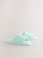Mint Green Twilling Towelling Slider Slippers - Image 6 of 9