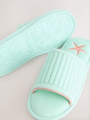 Mint Green Twilling Towelling Slider Slippers - Image 8 of 9