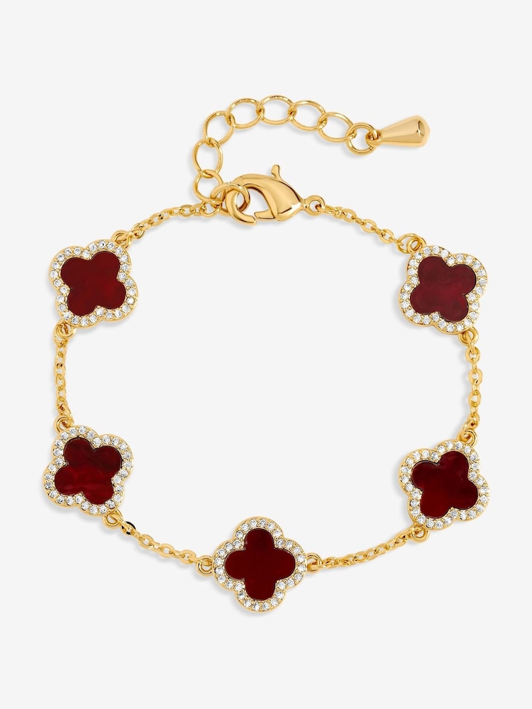 Jon Richard Gold Tone Carnelian Clover Bracelet - Image 1 of 4 Jon Richard Gold Tone Carnelian Clover Bracelet - Image 1 of 4