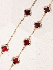 Jon Richard Gold Tone Carnelian Clover Bracelet - Image 2 of 4