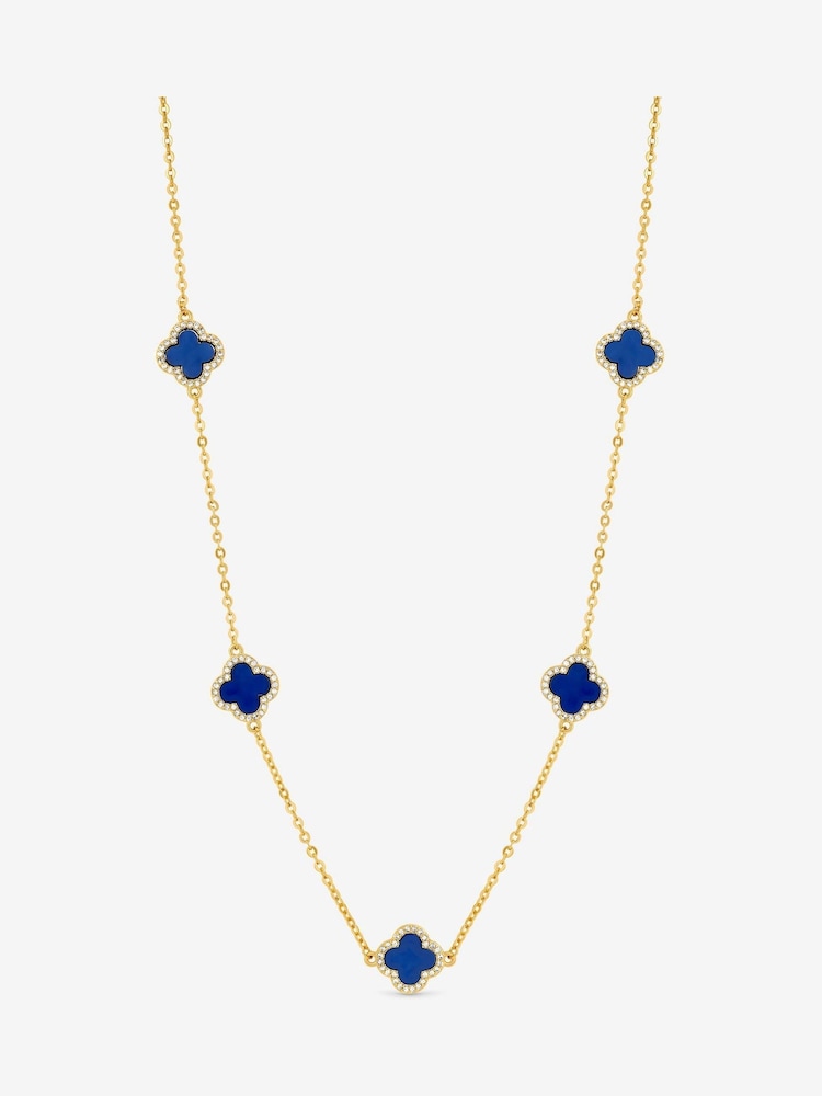 Jon Richard Gold Tone Lapis Station Clover Necklace - Image 1 of 4