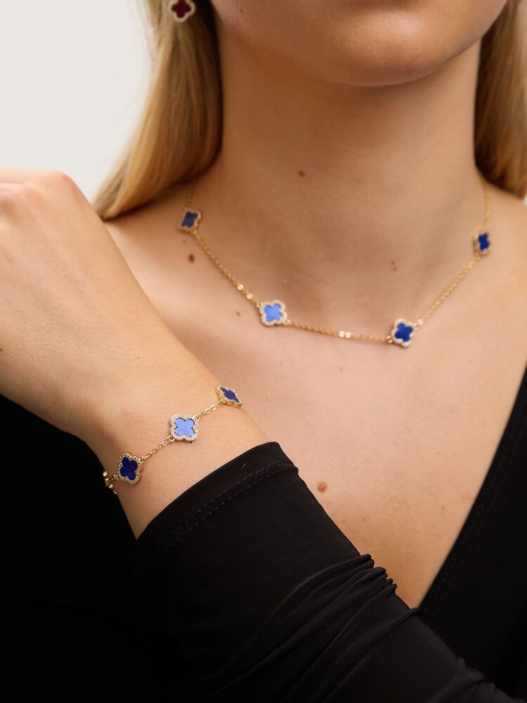 Jon Richard Gold Tone Lapis Station Clover Necklace - Image 4 of 4 Jon Richard Gold Tone Lapis Station Clover Necklace - Image 4 of 4