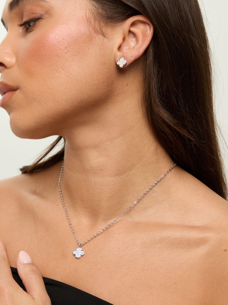 Jon Richard Metallic Tone Micro Pave Stud Earrings - Image 2 of 3