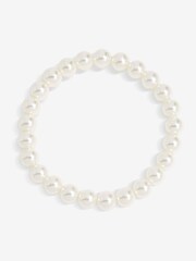 Jon Richard Gold Tone Single Row Pearl Stretch Bracelet - Image 2 of 3