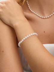 Jon Richard Silver Plated 6mm Knotted Pearl Bracelet - Image 3 of 3