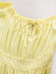 Amarillo limón - Vestido a media pierna con hombros descubiertos - Imagen 7 de 8