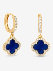 Jon Richard Gold Tone Lapis Clover Huggie Earrings - Image 1 of 3