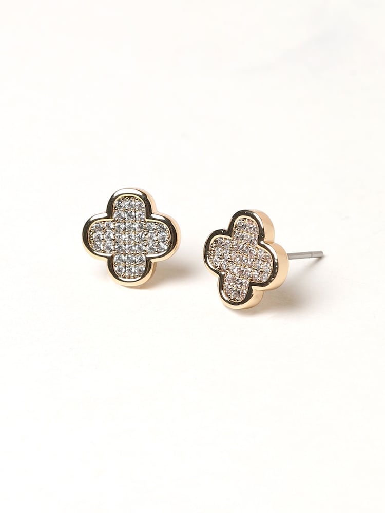 Jon Richard Gold Tone Micro Pave Stud Earrings - Image 2 of 3 Jon Richard Gold Tone Micro Pave Stud Earrings - Image 2 of 3