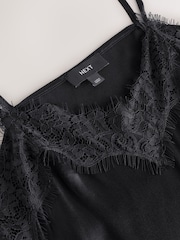 Black Asymetric Lace Trim Cami Top - Image 8 of 8