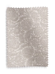 Woodblock Floral Print Light Natural Relaxed Linen Look Upholstery Swatch - Image 1 of 1