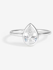 Simply Silver 925 Sterling Silver Cubic Zirconia Solitaire Pear Ring - Image 1 of 2