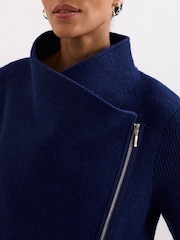 Phase Eight Blue Byanca Zip Knit Coat - Image 4 of 7
