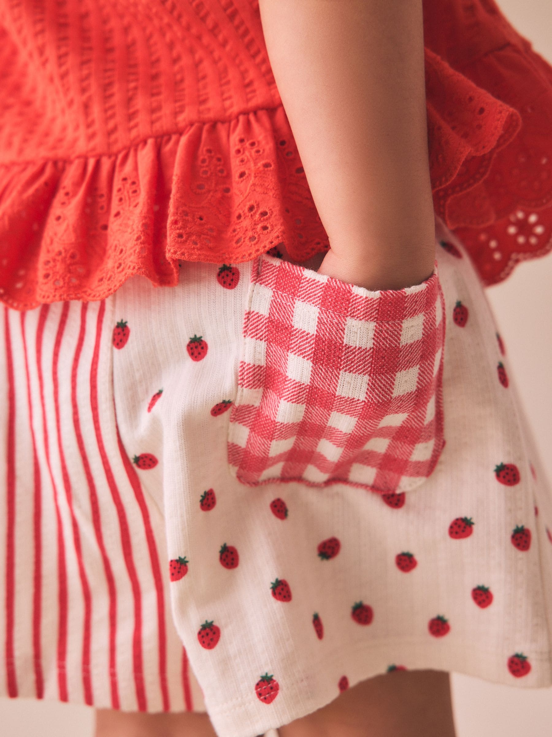 Buy Ecru/Red Stripe Strawberry Shorts (3mths-7yrs) from Next USA