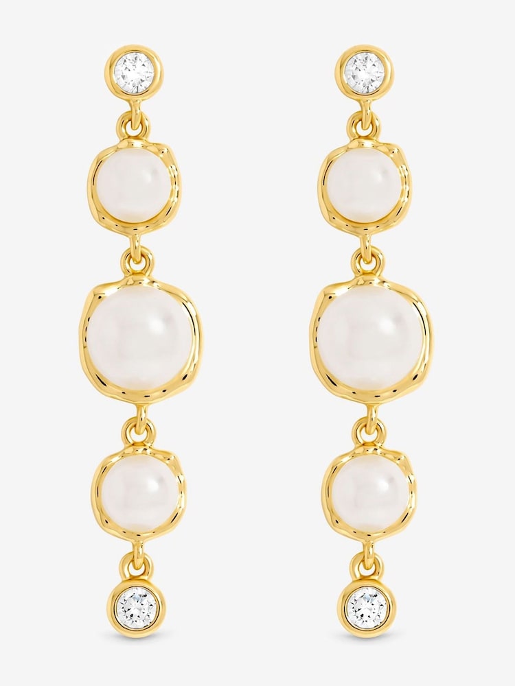 Jon Richard Gold 14K Plated Graduated Pearl Drop Earrings - Image 1 of 2