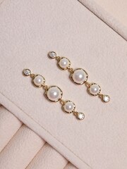 Jon Richard Gold 14K Plated Graduated Pearl Drop Earrings - Image 2 of 2