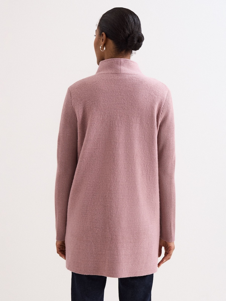 Phase Eight Pink Byanca Zip Knit Coat - Image 2 of 8